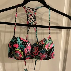 Black Floral Shade & Shore Bikini Top